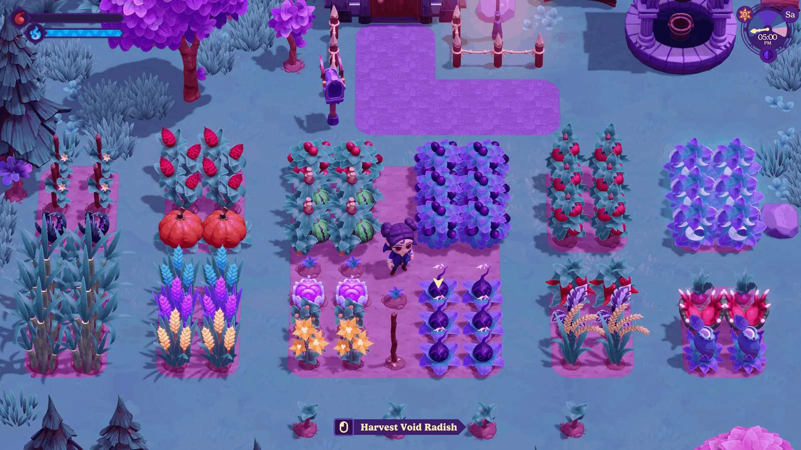 Moonlight Peaks farm at night